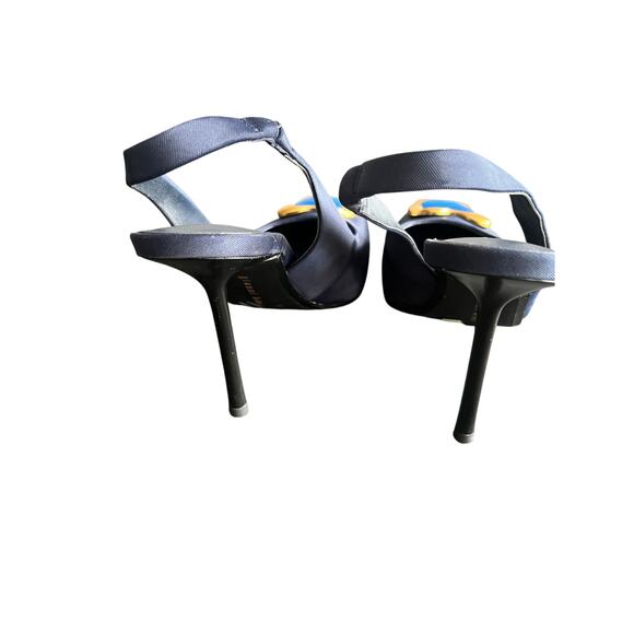 Gianni Bini Jenna Square Toe Jewel Gold Ornament High Heel Shoes Blue  Size 8 - Picture 2 of 6